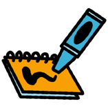 Illustration of a blue crayon colouring in